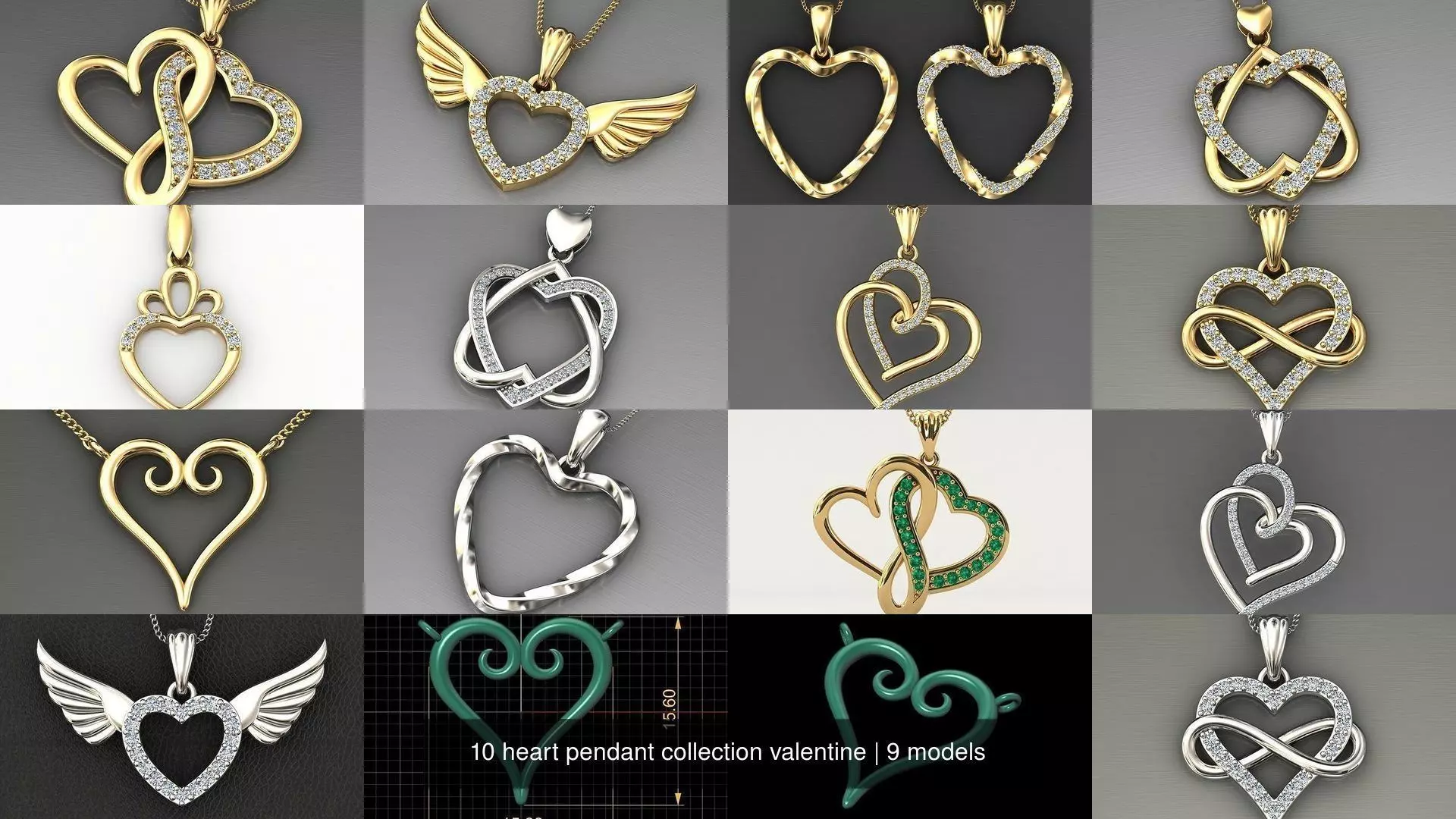 10 heart pendant collection valentine _0