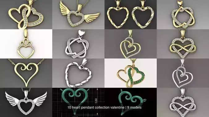 10 heart pendant collection valentine 