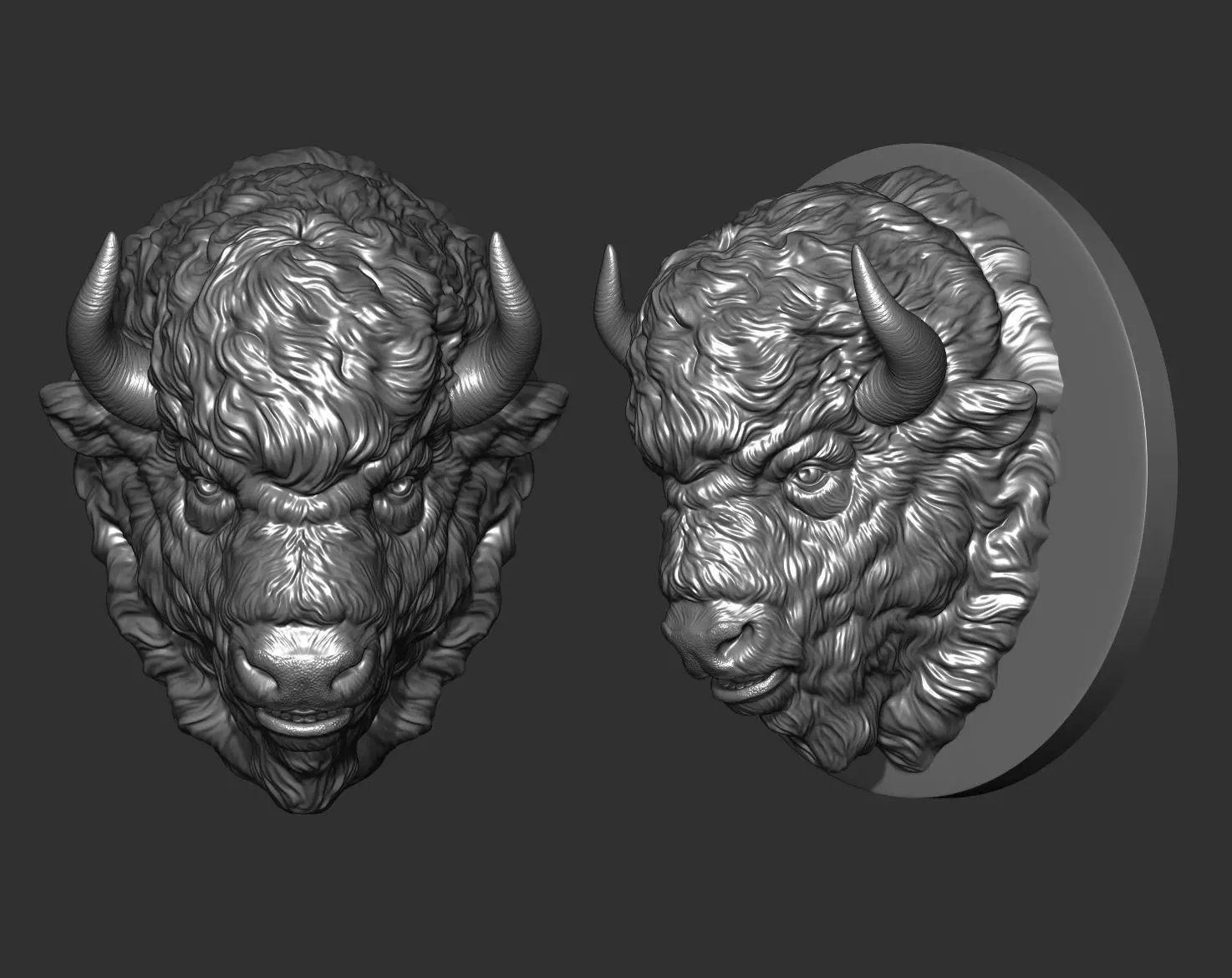Bison angry head 3D print model