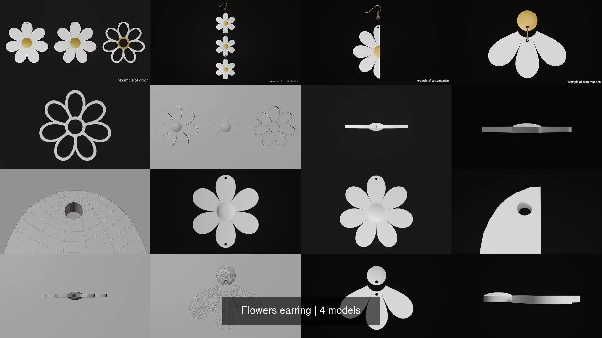 Flowers earring 3D Model Collection_0