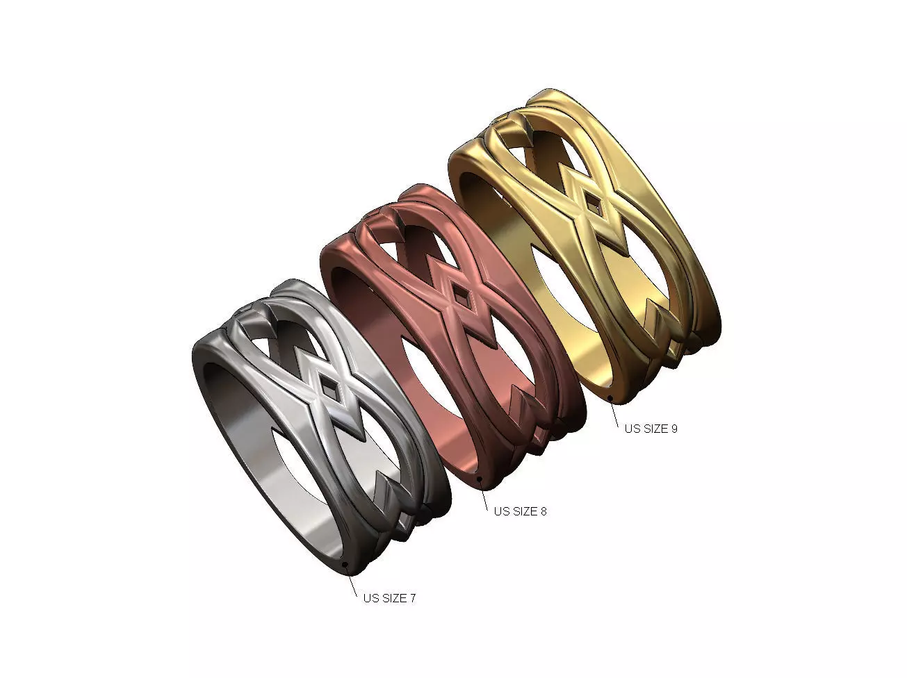 Carved celtic arch braid wide band US sizes 7 8 9 3D print model