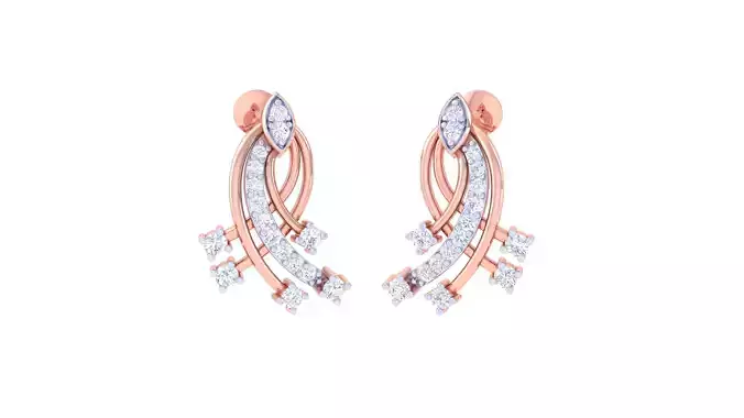 Women Long Earrings 3dm STL OBJ FBX Renders Details