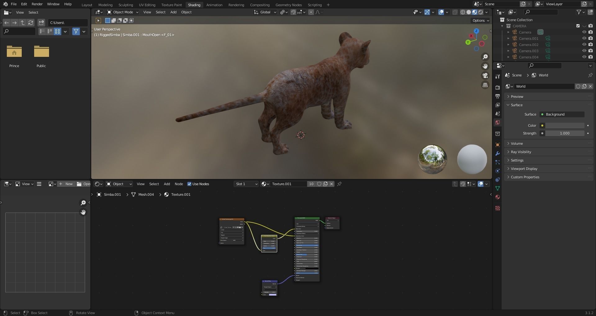 Fur Baby Lion Rigged in Blender Low-poly 3D model_15