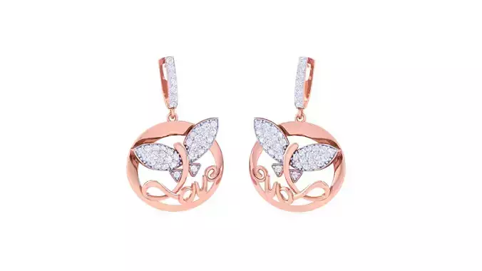 Women Long Earrings 3dm STL OBJ FBX Renders Details