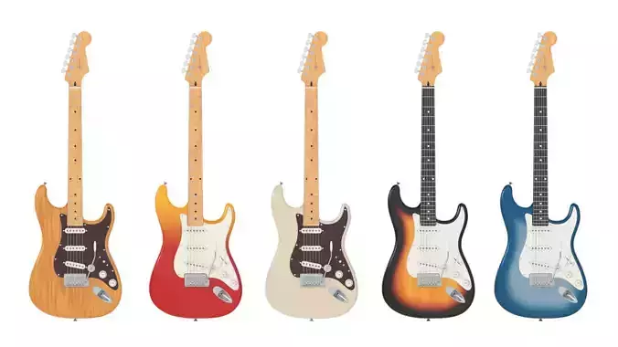 Electric Guitar Stratocaster - Pack 3D Model Collection