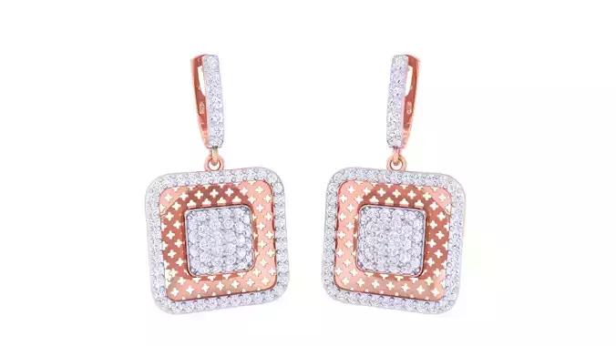 Women Long Earrings 3dm STL OBJ FBX Renders Details