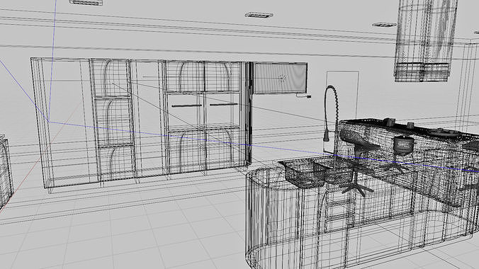 The kitchen is pink 3D model 5