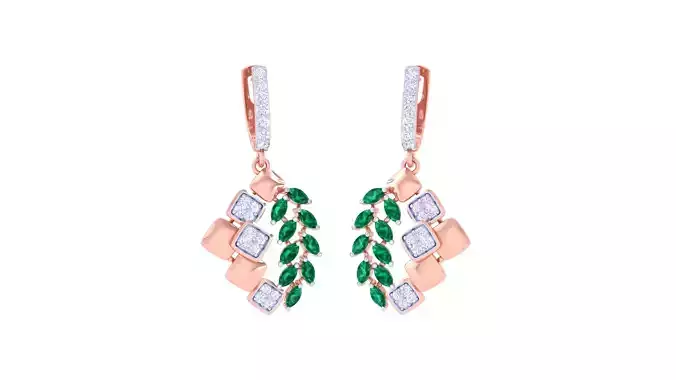 Women Long Earrings 3dm STL OBJ FBX Renders Details