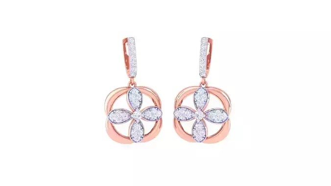 Women Long Earrings 3dm STL OBJ FBX Renders Details