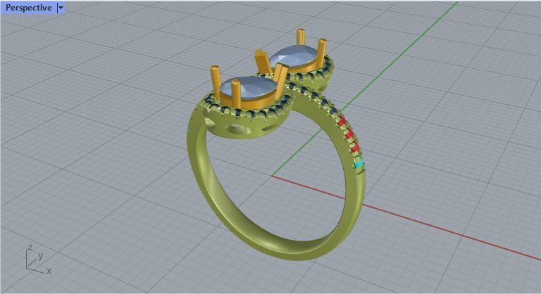 pear shaped diamonds ring 3D print model_6