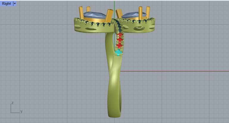 pear shaped diamonds ring 3D print model_5