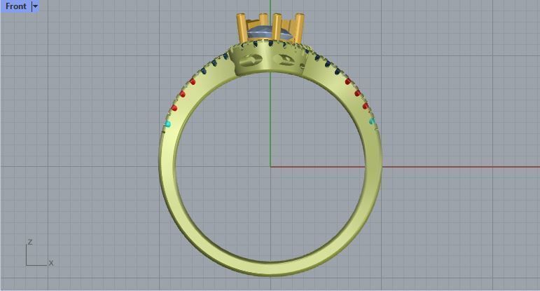 pear shaped diamonds ring 3D print model_4
