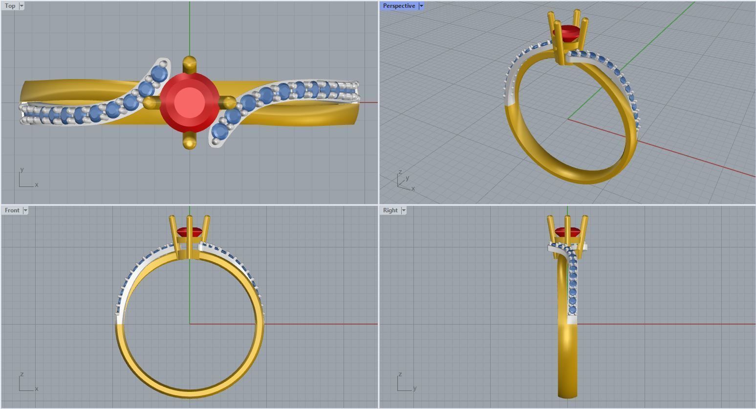 twist engagement ring 3D print model_1