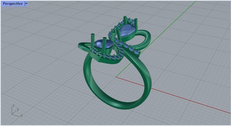 pear shaped diamonds ring 3D print model_8