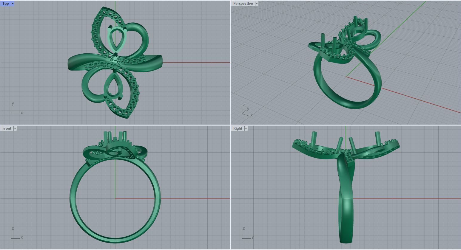pear shaped diamonds ring 3D print model_12