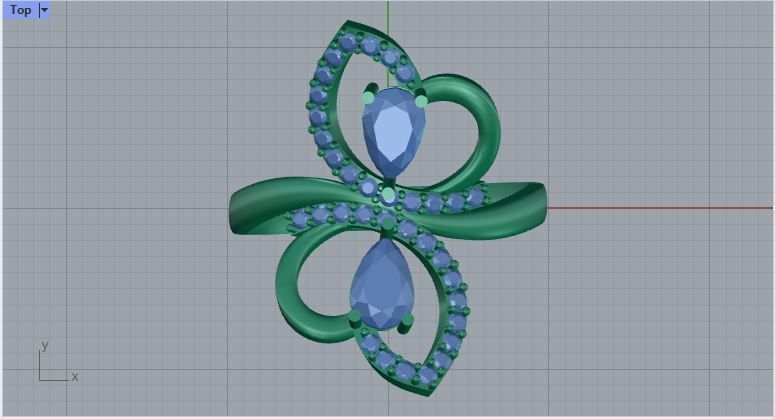 pear shaped diamonds ring 3D print model_5