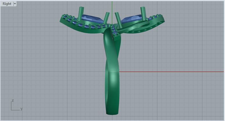 pear shaped diamonds ring 3D print model_3