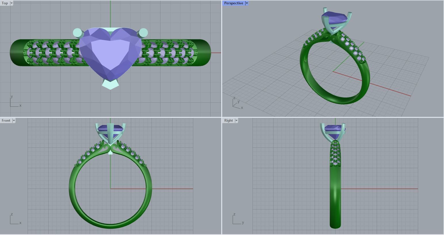 heart shape solitaire engagement ring 3D print model_1