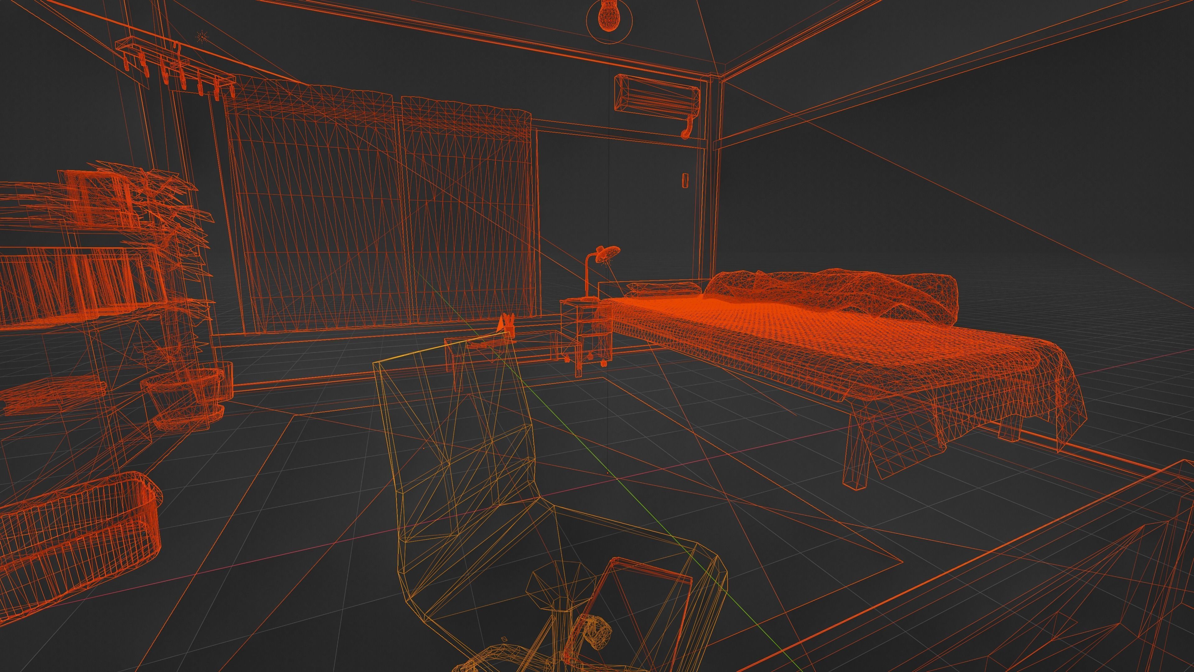 TEEN JAPANESE ROOM  Low-poly 3D model_2