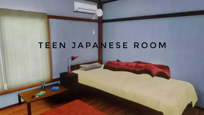 TEEN JAPANESE ROOM  Low-poly 3D model