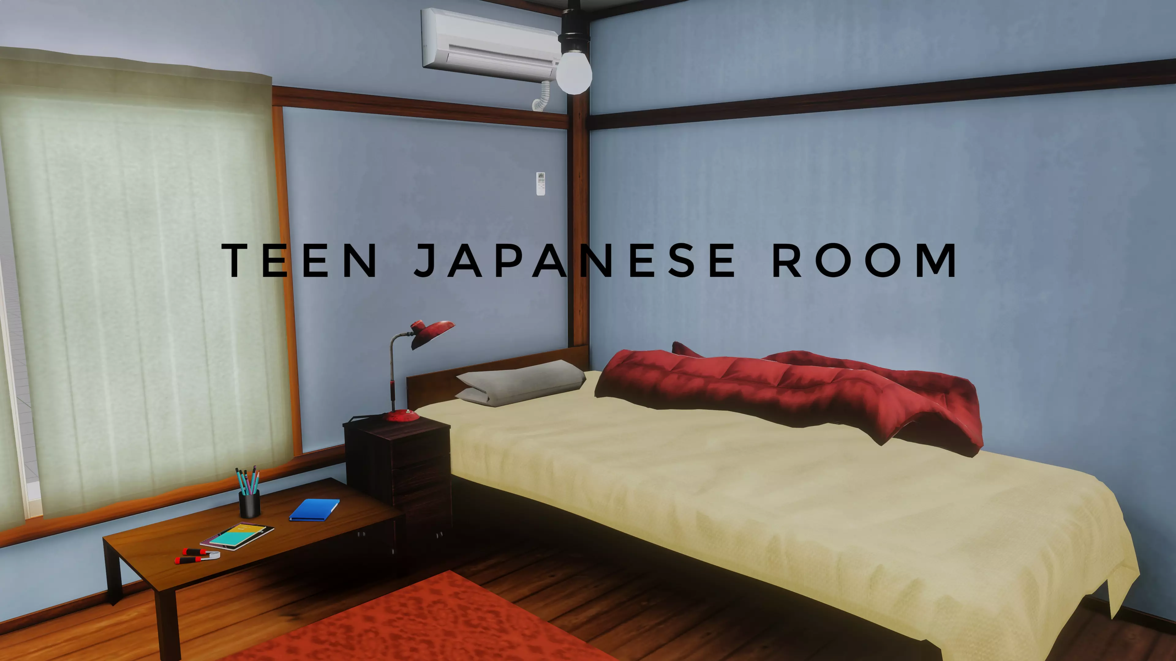TEEN JAPANESE ROOM  Low-poly 3D model_0