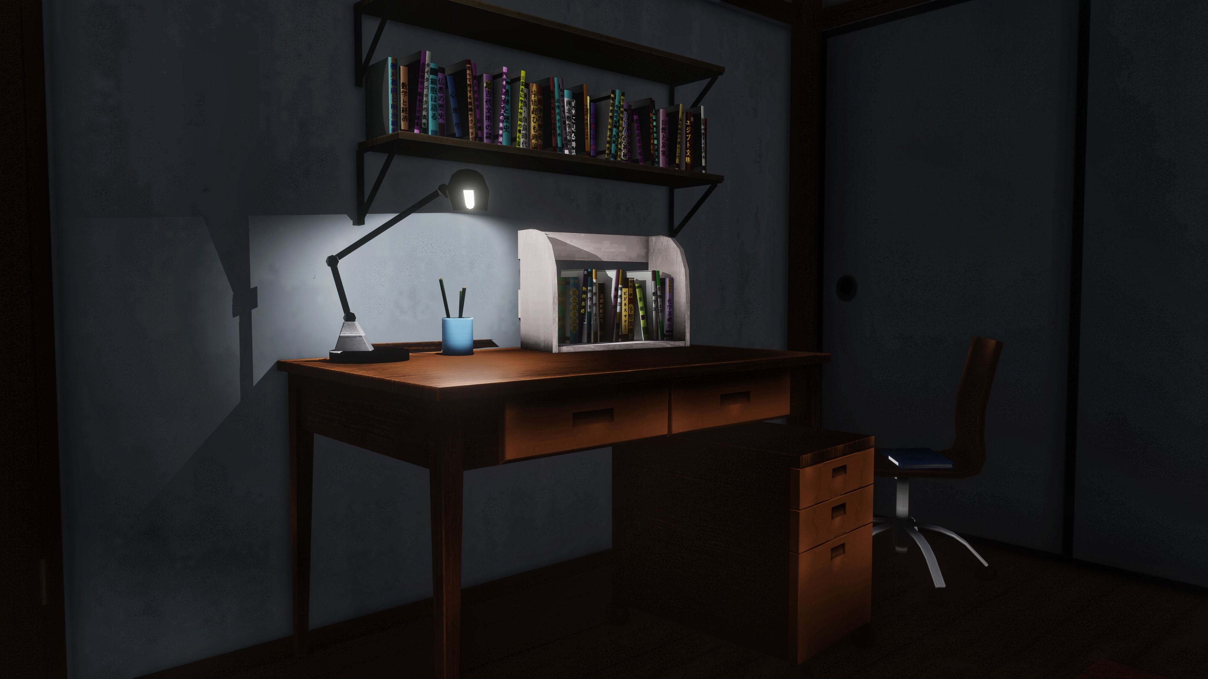 TEEN JAPANESE ROOM  Low-poly 3D model_3
