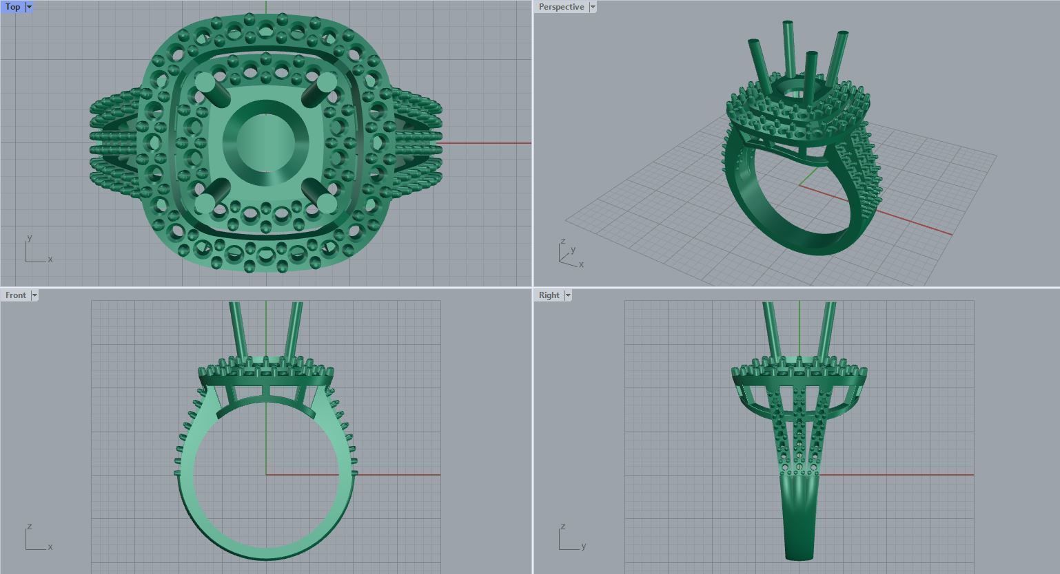 double halo engagement ring 3D print model_8