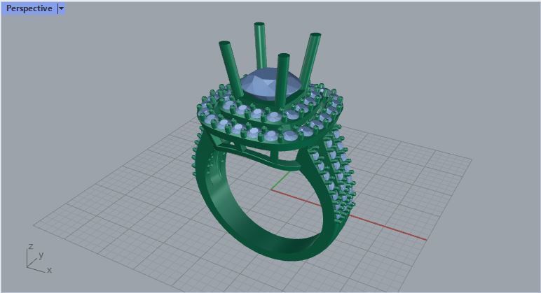 double halo engagement ring 3D print model_5
