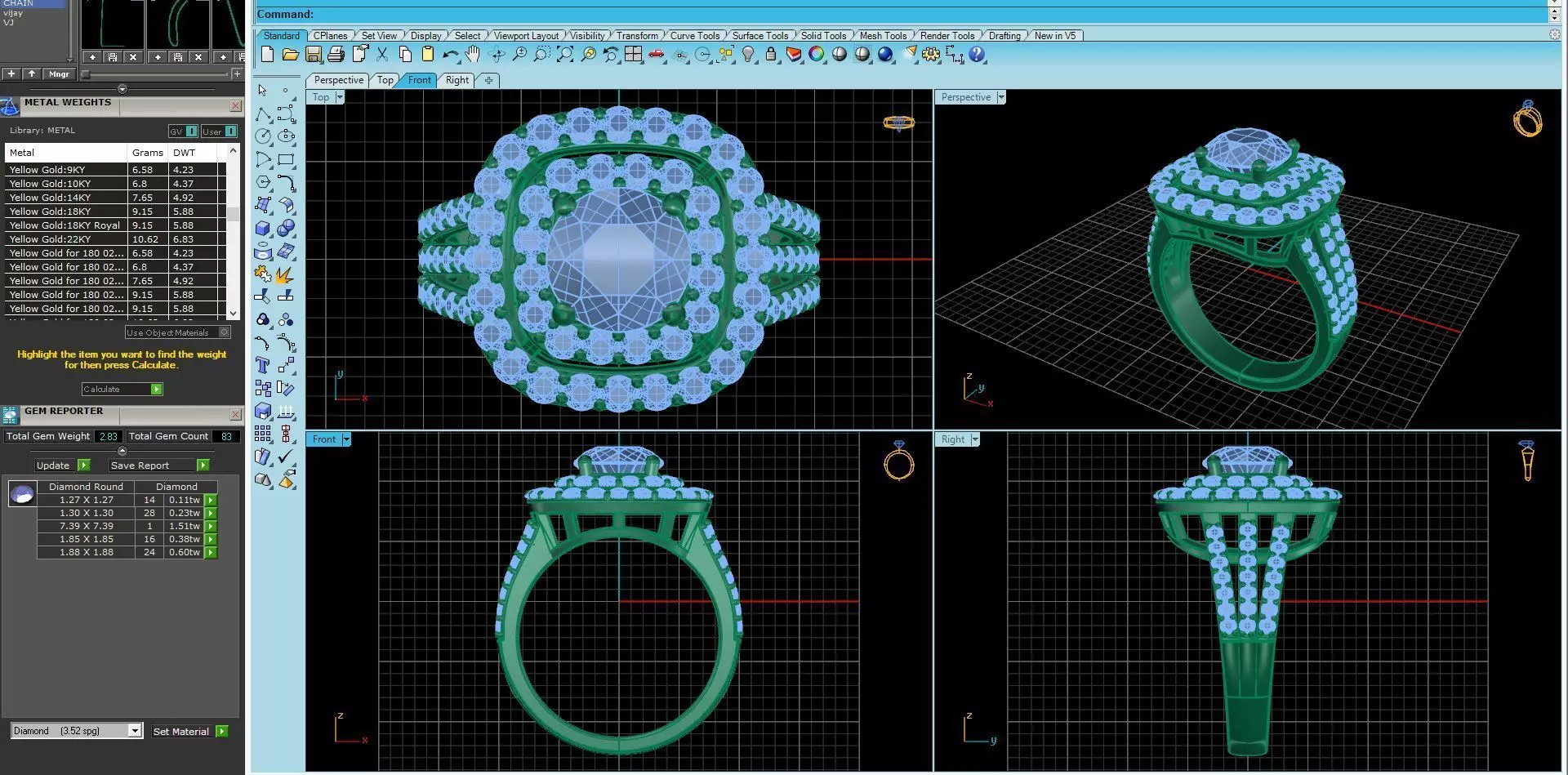 double halo engagement ring 3D print model_0
