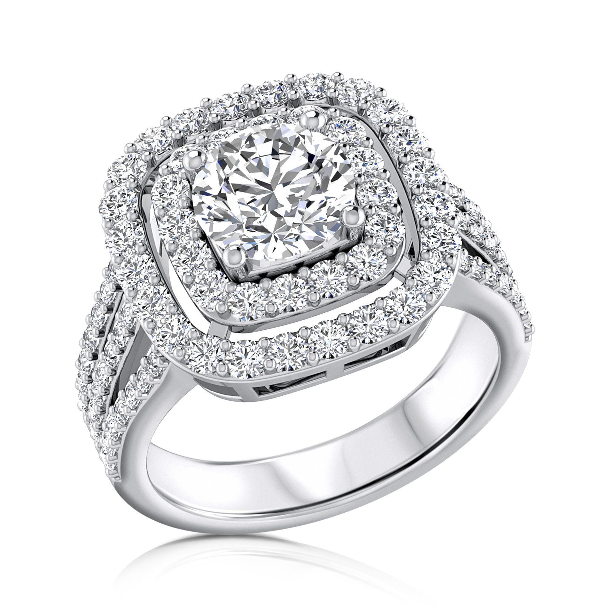 double halo engagement ring 3D print model_1