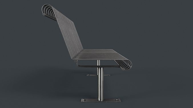 Metal Modern Bench 29 PBR Game Ready Low-poly 3D model 4