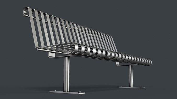 Metal Modern Bench 29 PBR Game Ready Low-poly 3D model 6