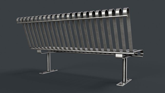 Metal Modern Bench 29 PBR Game Ready Low-poly 3D model 5