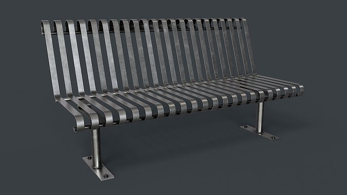 Metal Modern Bench 29 PBR Game Ready Low-poly 3D model 2