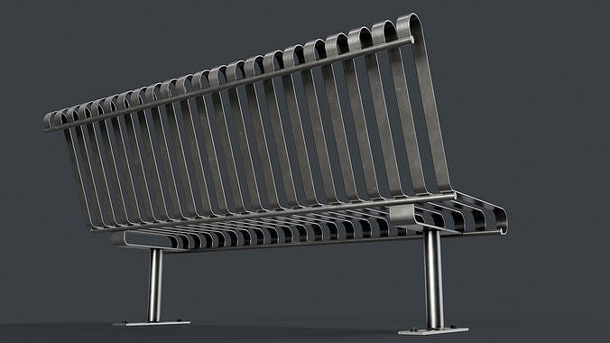 Metal Modern Bench 29 PBR Game Ready Low-poly 3D model 7