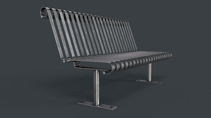 Metal Modern Bench 29 PBR Game Ready Low-poly 3D model 3