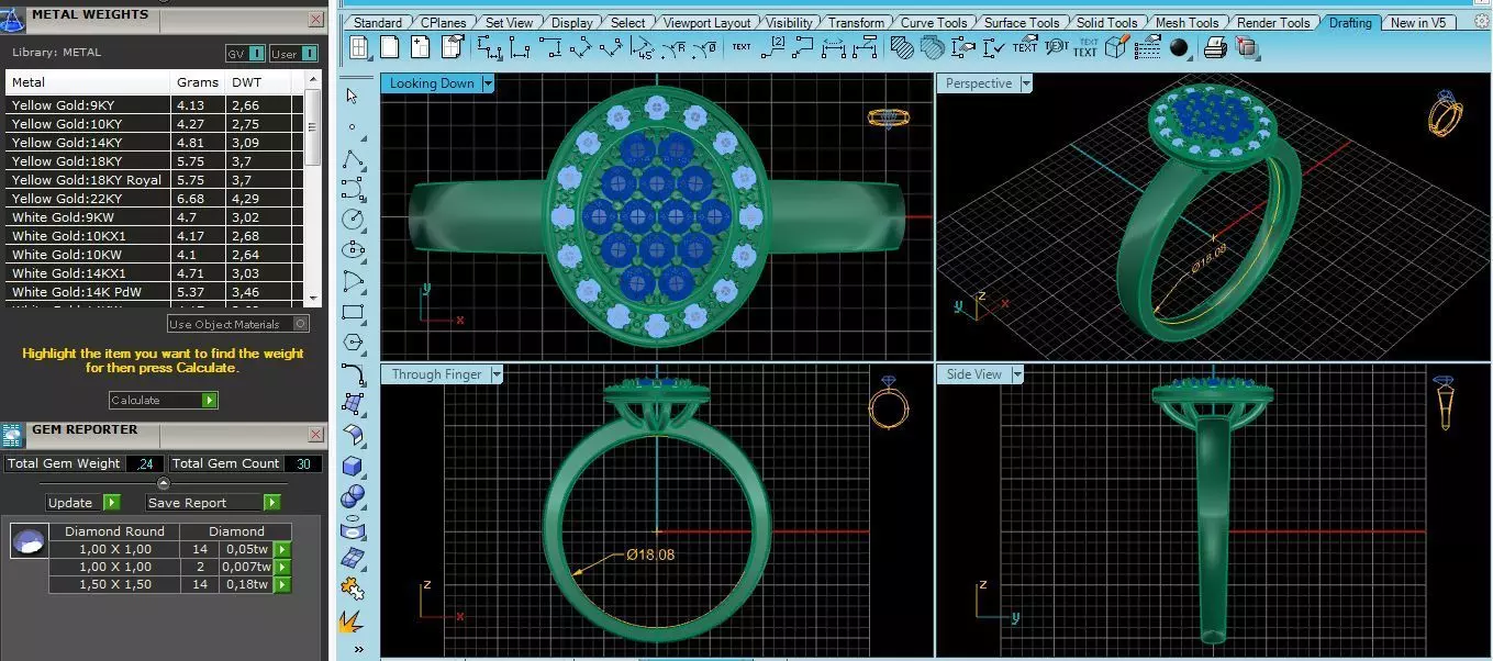 diamonds ring 3D print model_0