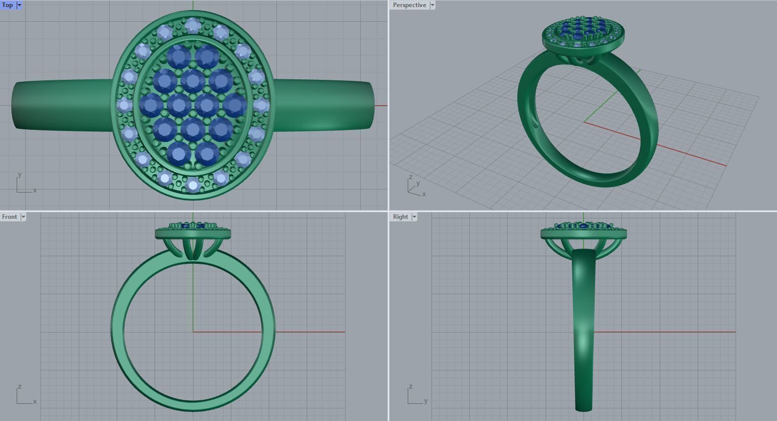 diamonds ring 3D print model_5