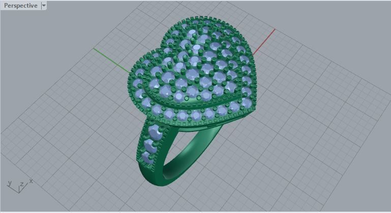 heart diamonds ring 3D print model_6