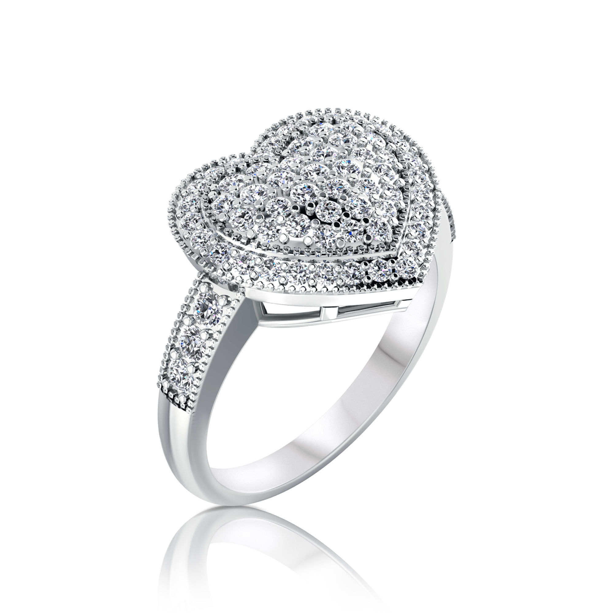 heart diamonds ring 3D print model_1