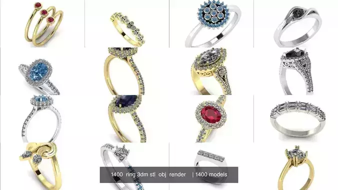  1400  ring 3dm stl  obj  render   
