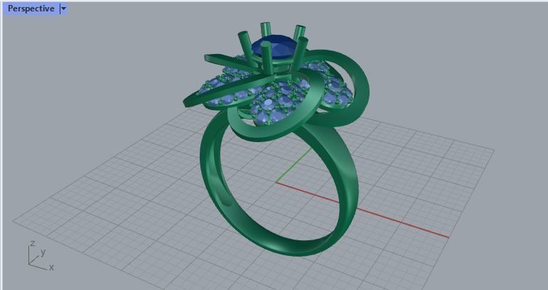 flower diamonds ring 3D print model_5