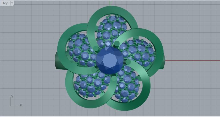 flower diamonds ring 3D print model_4