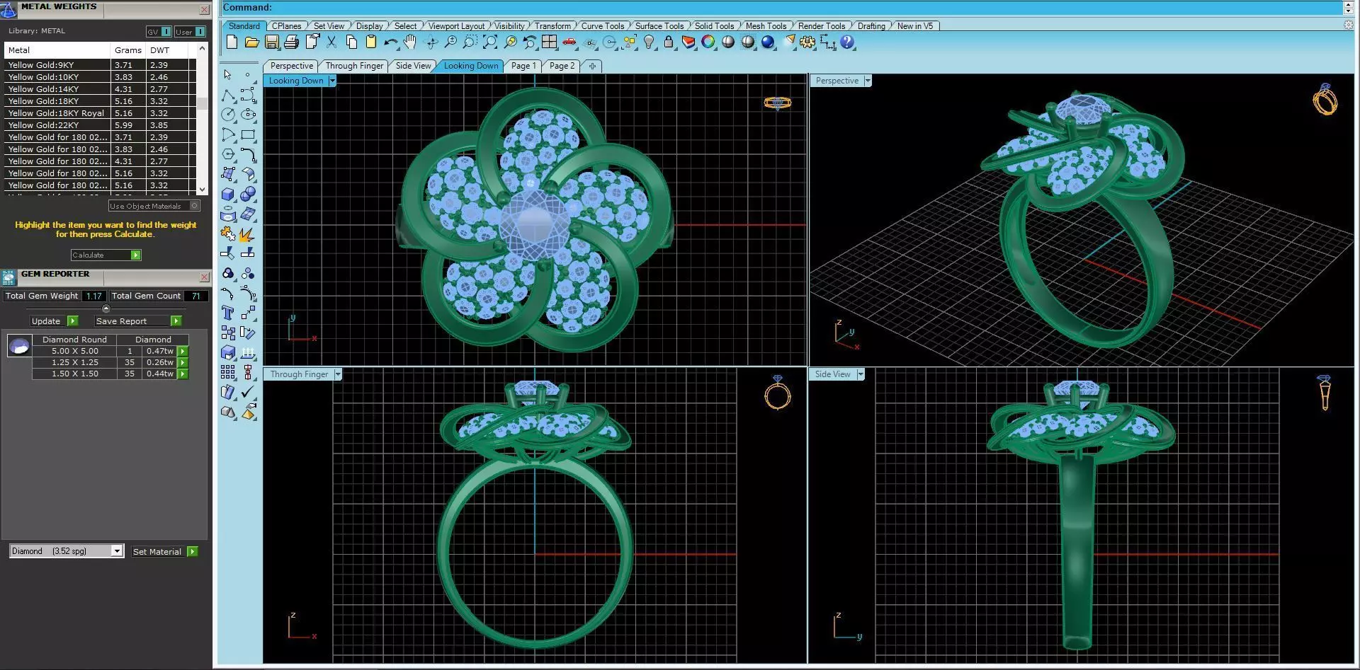 flower diamonds ring 3D print model_0