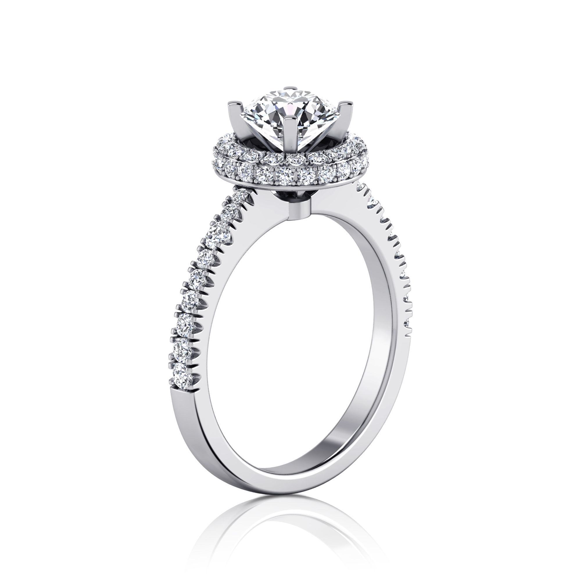 halo engagement ring 3D print model_3