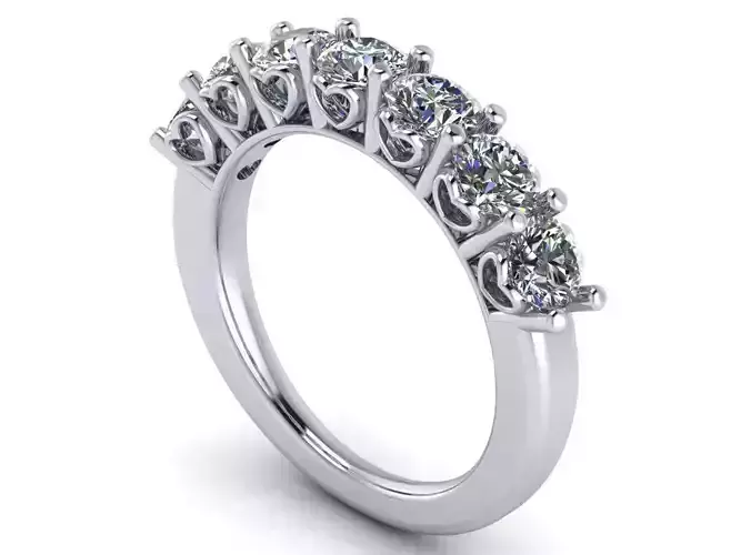 Heart Half Eternity Band - Ring - Various Stone Sizes