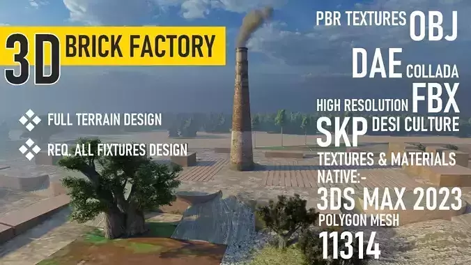 Brick Factory Low-poly 3D model