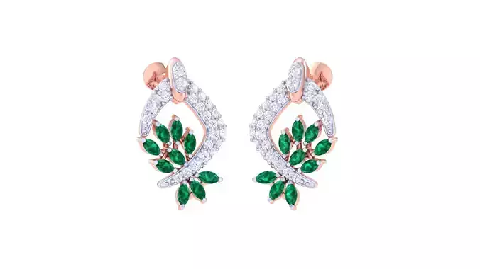 Women Stud Earrings 3dm STL OBJ FBX Renders Details