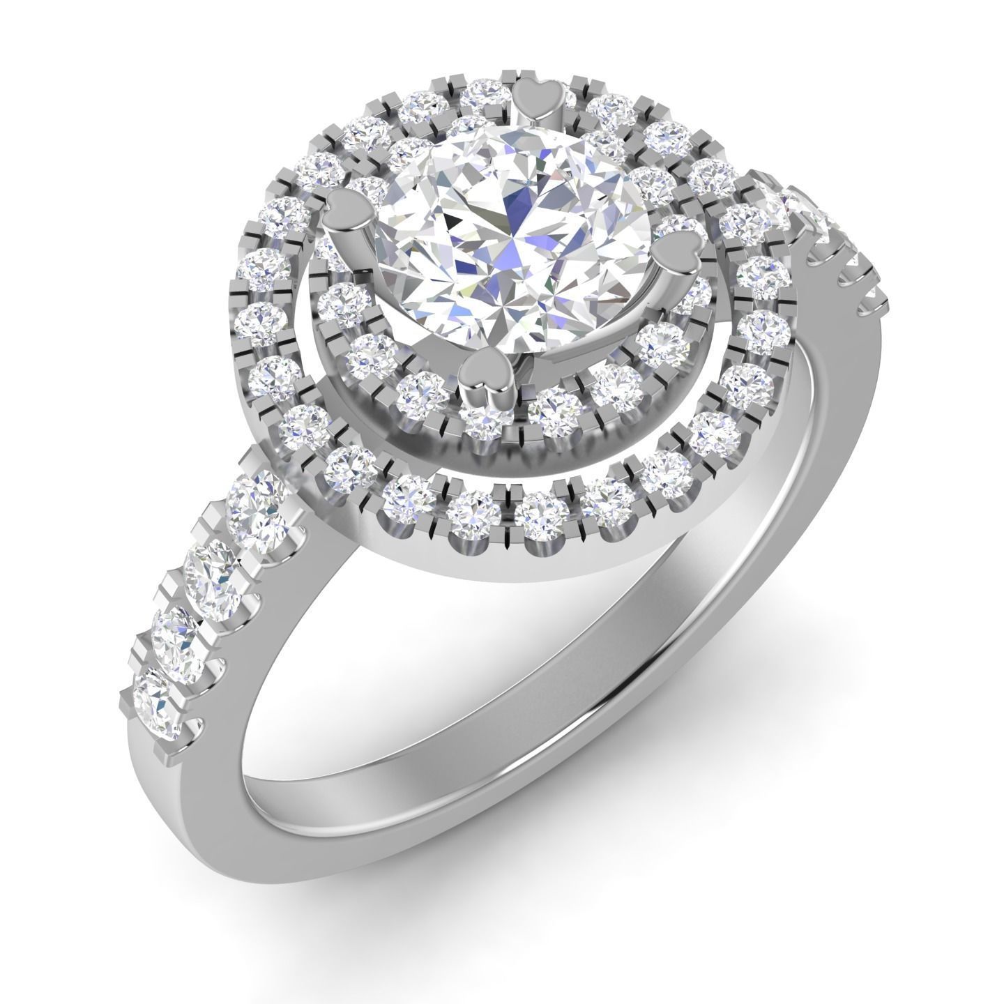 halo engagement ring 3D print model_1