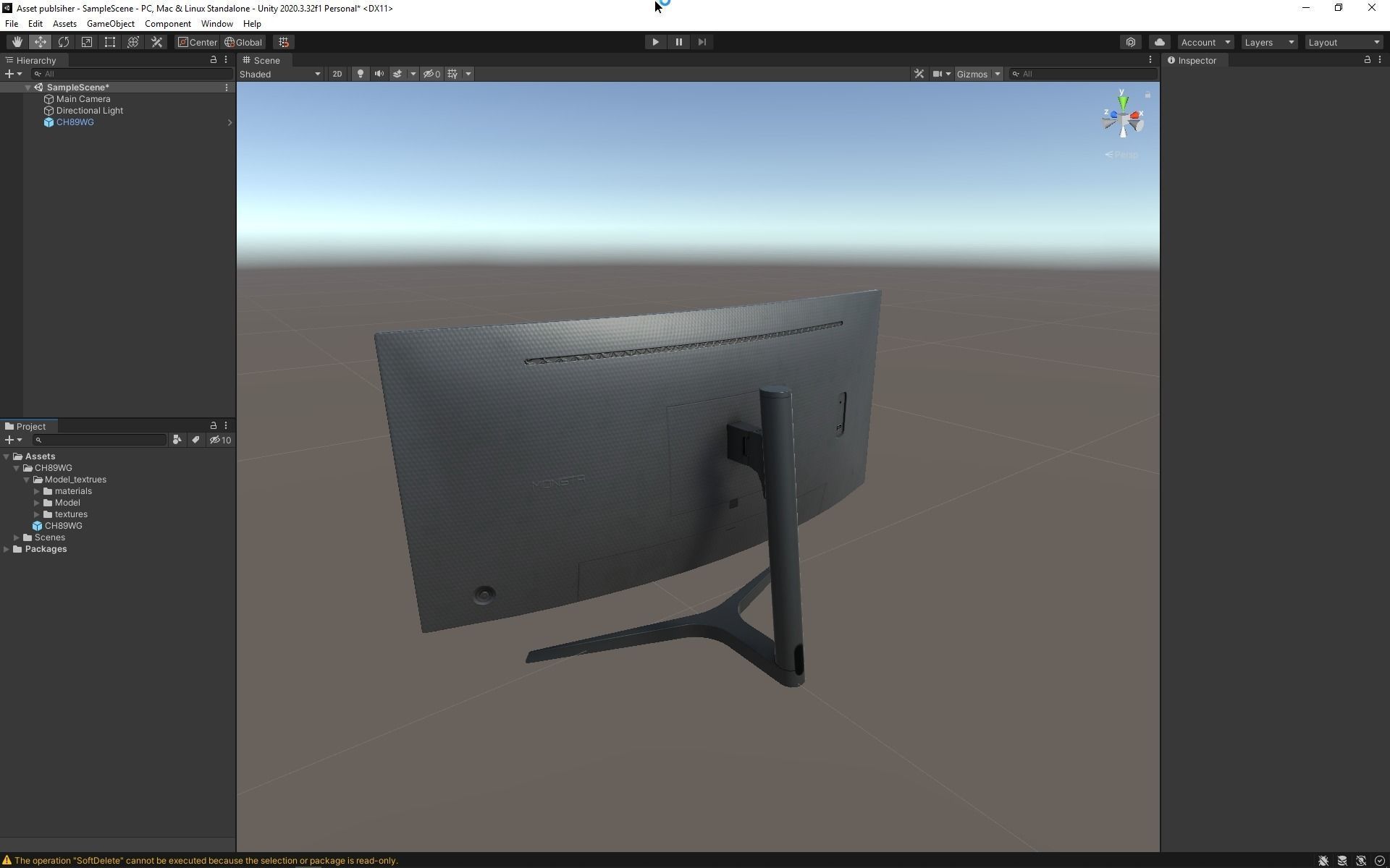 Samsung CH89WG Curved Monitor Game Asset Low-poly 3D model_14